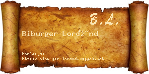 Biburger Loránd névjegykártya